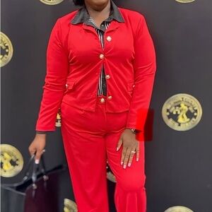 Elegant Red Women's Suit Set